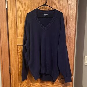 Lands EndMen's Deep Blue V-Neck Sweater 2XL EUC